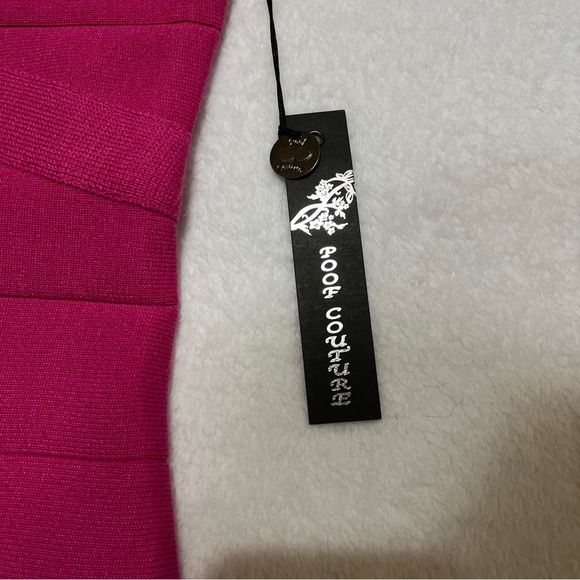 POOF COUTURE Womens Bandage Style Sweater Tube Top Raspberry Pink Size Large - Picture 6 of 8